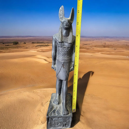 Anubis Statue – Hand-Carved Basalt, 10” Tall