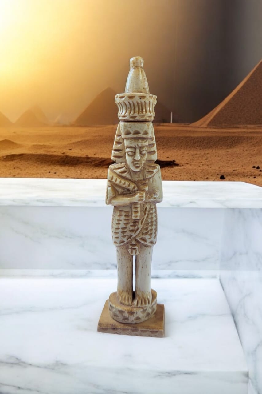 Vintage Hand-Carved Pharaoh Statue – 5.5” Camel Bone