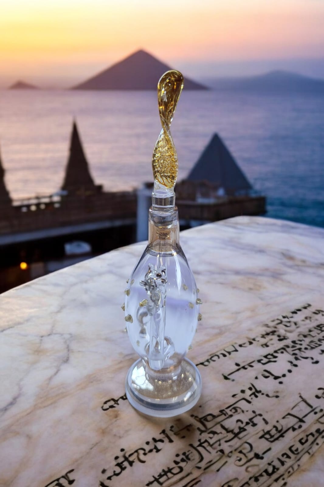 Hand-Blown Egyptian Glass Perfume Bottle – 4" set