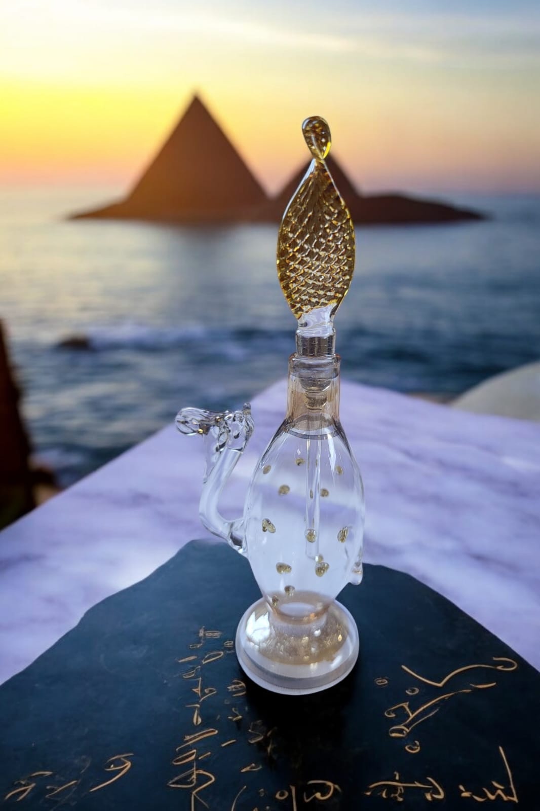 Hand-Blown Egyptian Glass Perfume Bottle – 4" set