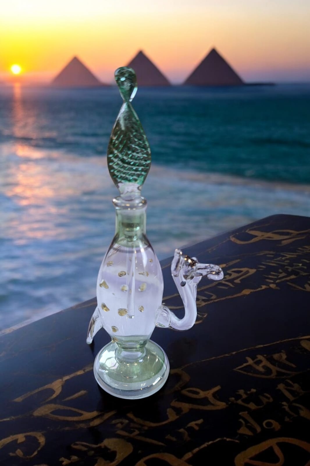 Hand-Blown Egyptian Glass Perfume Bottle – 4" set