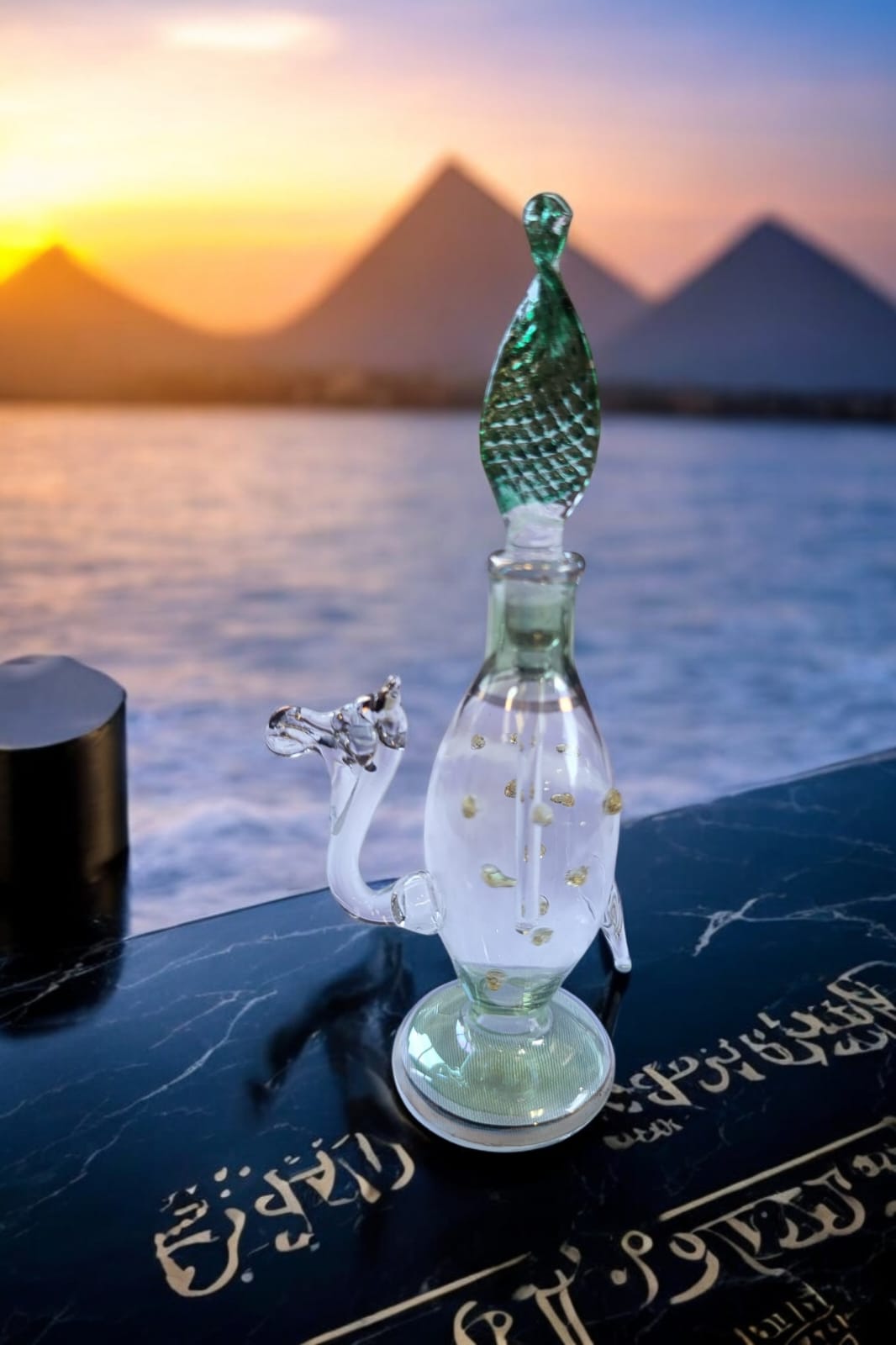 Hand-Blown Egyptian Glass Perfume Bottle – 4" set