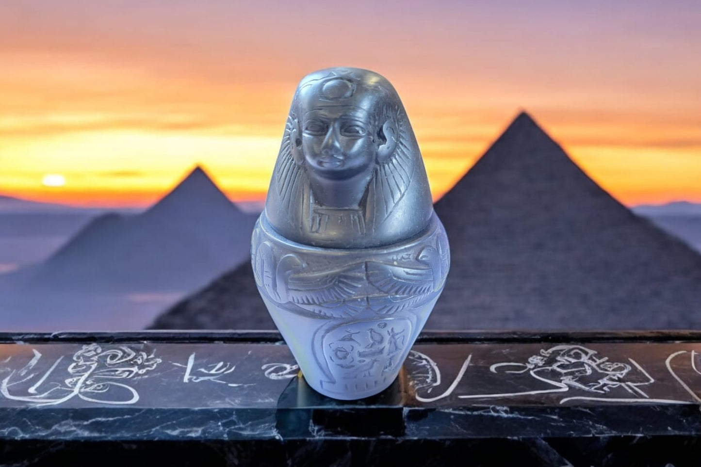 Imsety Canopic Jar – Hand-Carved Black Basalt, 4.5”