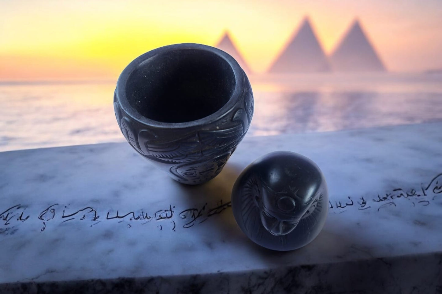 Imsety Canopic Jar – Hand-Carved Black Basalt, 4.5”