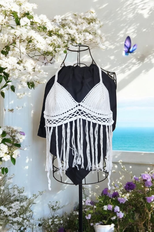 🌞 Handmade Knit Summer Top – Made in Egypt