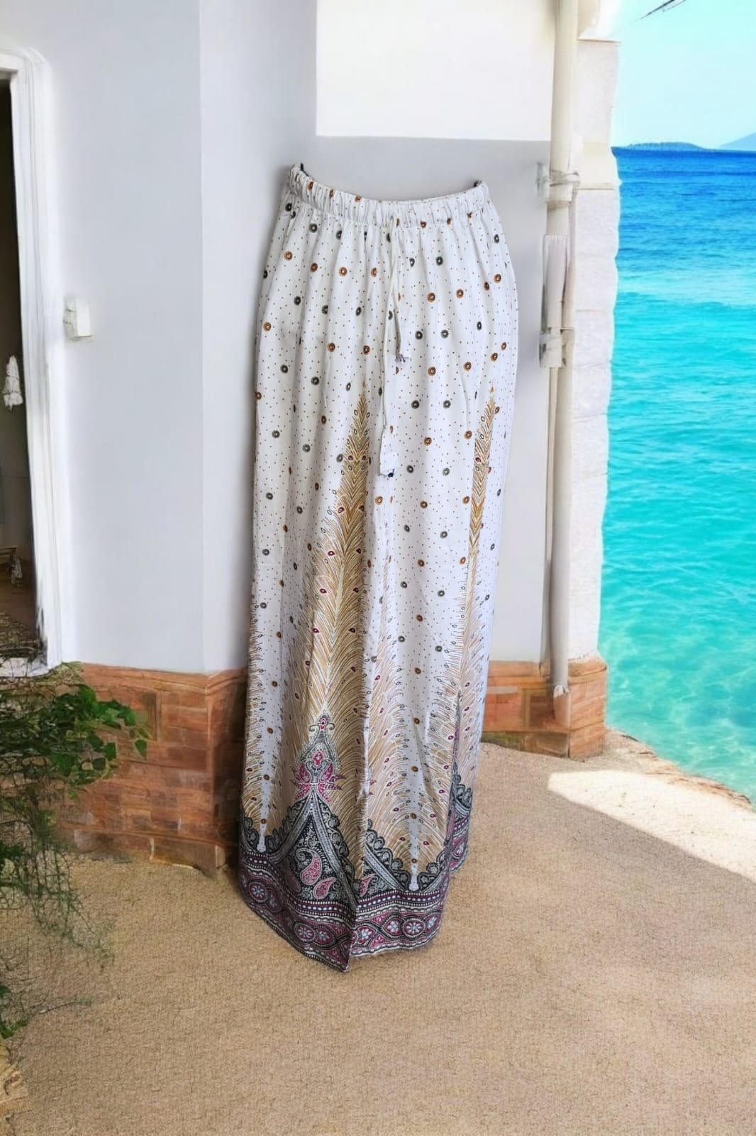 🌴 Handmade Boho Beach Pants – Made in Egypt 🇪🇬