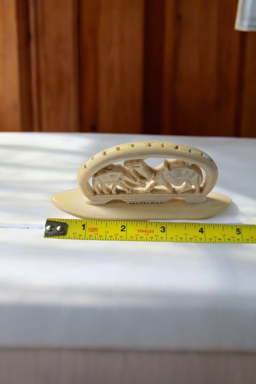 Hand-Carved Camel Bone Toothpick Holder – 5"