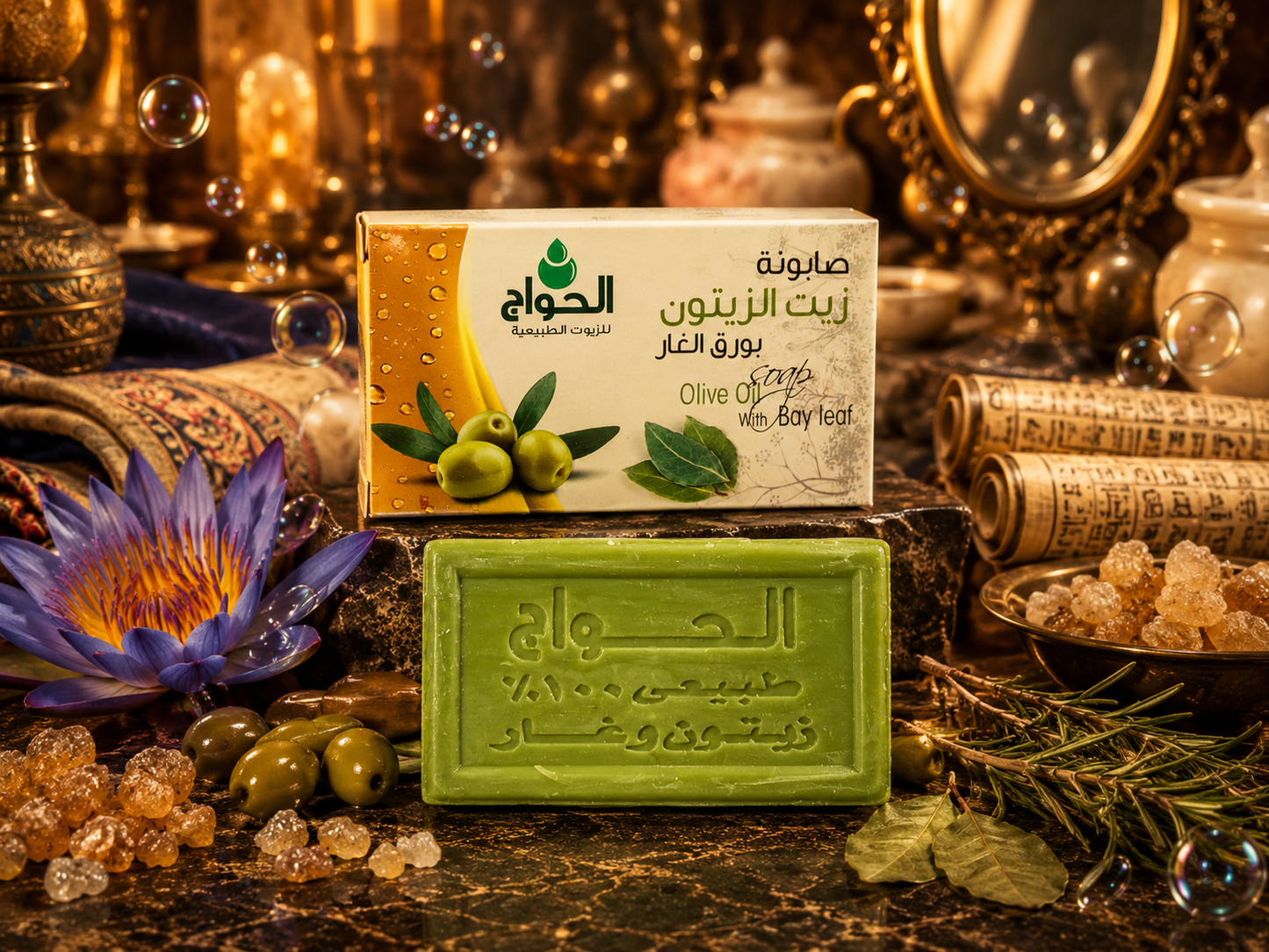 Olive Oil Soap with Bay Leaf (صابونة زيت الزيتون بورق الغار)